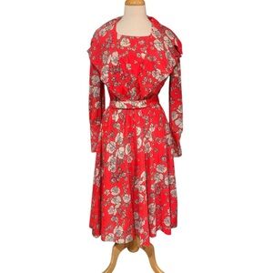 Vintage 60’s handmade long sleeved floral print midi dress approx size 6